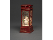 Konstsmide Lantern Telephone Box with Snowman (5 Hour Timer, Battery Operated, Warm White, LED, Water Filled)	